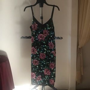 Black dress with Floral Sequins